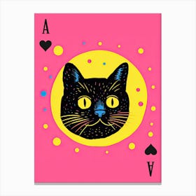 Playing Cards Cat 10 Pink And Black Canvas Print