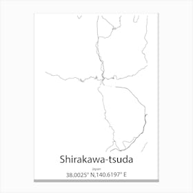 Shirakawa Tsuda,Japan Minimalist Map Canvas Print