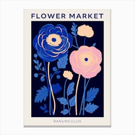 Blue Flower Market Poster Ranunculus 2 Canvas Print