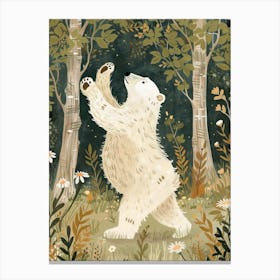 Polar Bear Dancing In The Woods Storybook Illustration 4 Canvas Print