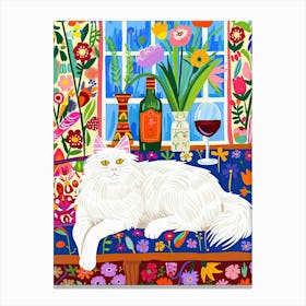 Tea Time With A Angora Cat 1 Canvas Print