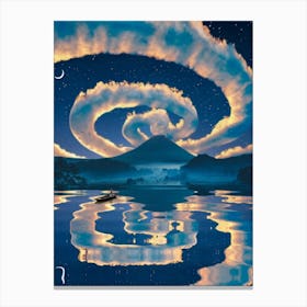 Magic Clouds And Sky Night Reflection Canvas Print