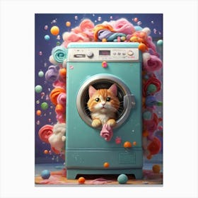 Cat In Washing Machine 1 Canvas Print