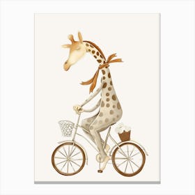 Giraffe Riding A Bicycle Kids and Nursery Canvas Print