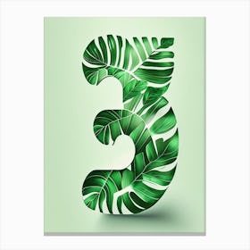 3, Number, Education Jungle Leaf I Canvas Print