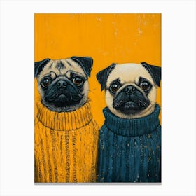 Pugs In Sweaters 1 Canvas Print