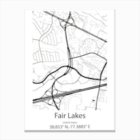 Fair Lakes,United States Minimalist Map Canvas Print