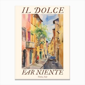 Il Dolce Far Niente Padua, Italy Watercolour Streets 3 Poster Canvas Print