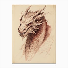 Vintage Dragon Line Drawing 2 Canvas Print