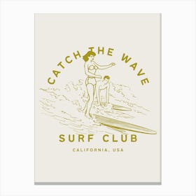 Catch The Wave Surf Club Coastal Tropical Beachy Canvas Print