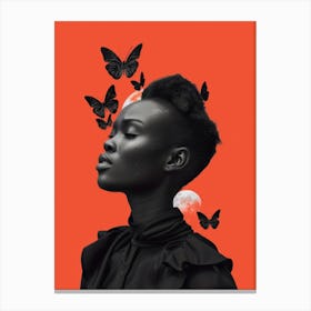 Black Woman With Butterflies 2 Canvas Print