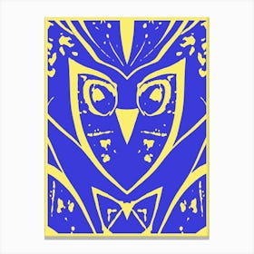 Abstract Owl Blue And Yellow 1 Canvas Print