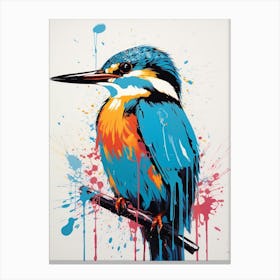 Andy Warhol Style Bird Kingfisher 3 Canvas Print