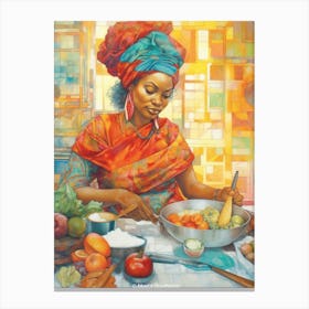 Afro Cooking Pencil Drawing Patchwork 7 Canvas Print