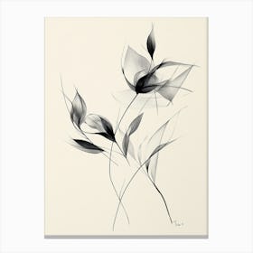 Flowers In Black And White 1 Canvas Print