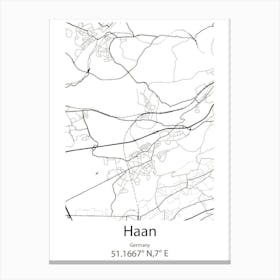 Haan,Germany Minimalist Map Canvas Print