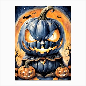 Cute Jack O Lantern Halloween Painting (20) Canvas Print