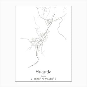 Huautla,Mexico Minimalist Map Canvas Print