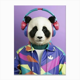 Panda Bear With Headphones 3 Canvas Print