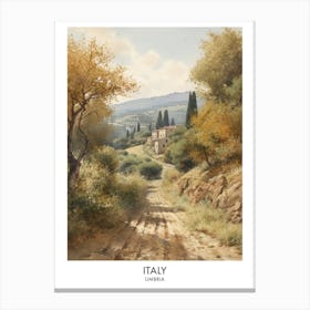 Umbria, Italy 3 Watercolor Travel Poster Canvas Print