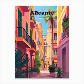 Alicante Spain Narrow Street Travel Art Canvas Print