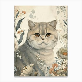 British Shorthair Japanese Illustration 1 Canvas Print