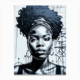 Graffiti Mural Of Beautiful Black Woman 104 Canvas Print