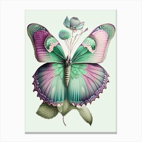 Peacock Butterfly Vintage Pastel 1 Canvas Print
