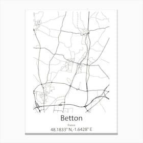 Betton,France Minimalist Map Canvas Print