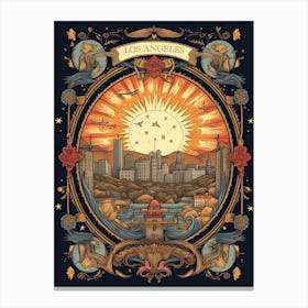 Los Angeles, United States,, Tarot Card Travel  Line Art 2 Canvas Print