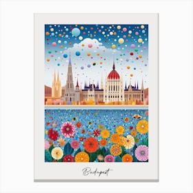 Poster Of Budapest, Illustration In The Style Of Pop Art 2 Canvas Print