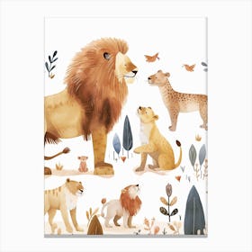 African Lion Interaction With Other Wildlife Clipart 2 Canvas Print