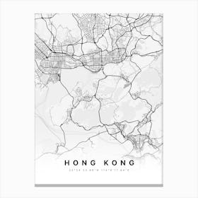 Hong Kong White Map Canvas Print