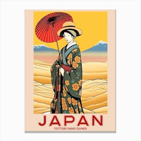 Tottori Sand Dunes, Visit Japan Vintage Travel Art 1 Canvas Print