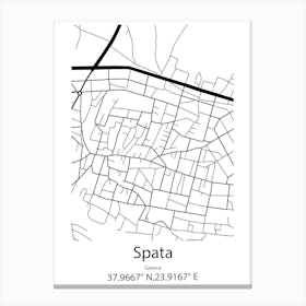 Spata,Greece Minimalist Map Canvas Print