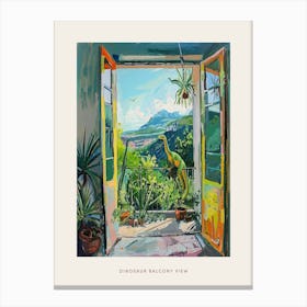 Dinosaur & The Balcony Painting 2 Poster Canvas Print