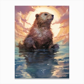 Bear In The Water 1 Canvas Print