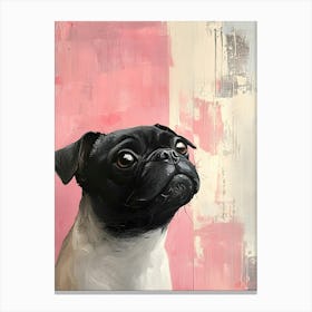 Minimal Pug With Pink Background 3 Canvas Print