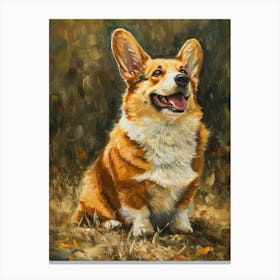 Pembroke Welsh Corgi Acrylic Painting 7 Canvas Print