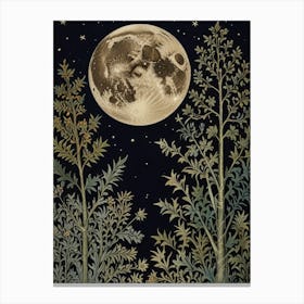 Moonlight In The Woods Style William Morris 3 Canvas Print