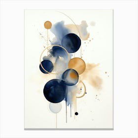 Blue And Gold Abstract Painting Canvas Print