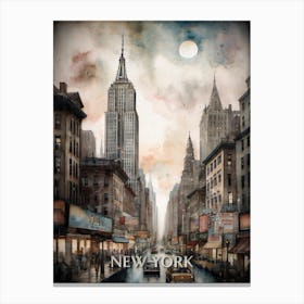 New York City Vintage Painting (30) Canvas Print