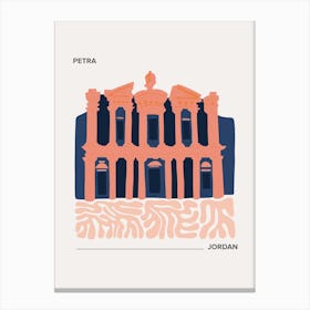 Petra   Jordan, Warm Colours Illustration Travel Poster 2 Canvas Print