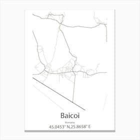 Baicoi,Romania Minimalist Map Canvas Print