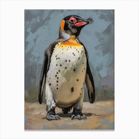 African Penguin Petermann Island Oil Painting 2 Canvas Print