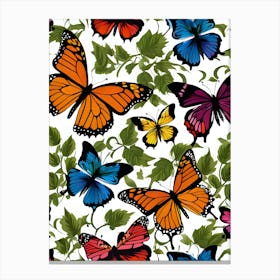 Seamless Pattern With Butterflies 4 Canvas Print