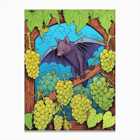 Fruit Bat Floral Vintage Illustration 3 Canvas Print