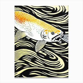 Koi Fish Linocut Canvas Print