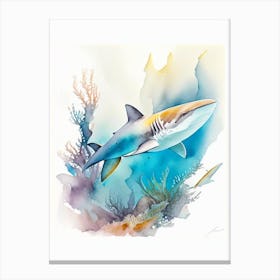 Silky Shark Watercolour Canvas Print