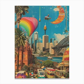 Sydney   Retro Collage Style 2 Canvas Print